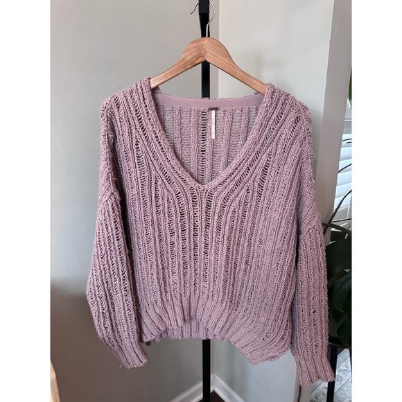 Free People Chunky Lilac Knitted Sweater - Picture 2 of 4
